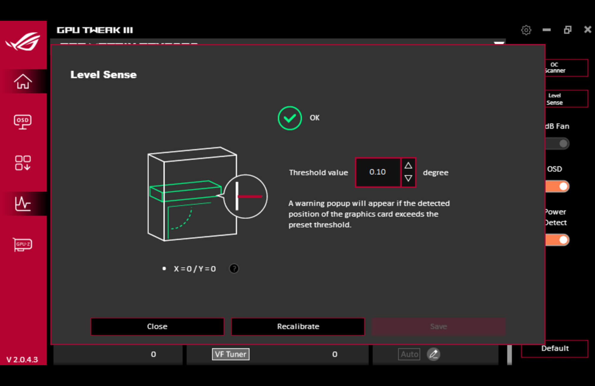 华硕 GPU Tweak III 软件现已在 Astral 夜神显卡支持水平感应功能