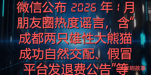 微信公布 2026 年 1 月朋友圈热度谣言，含“成都两只雄性大熊猫成功自然交配、假冒平台发退费公告”等