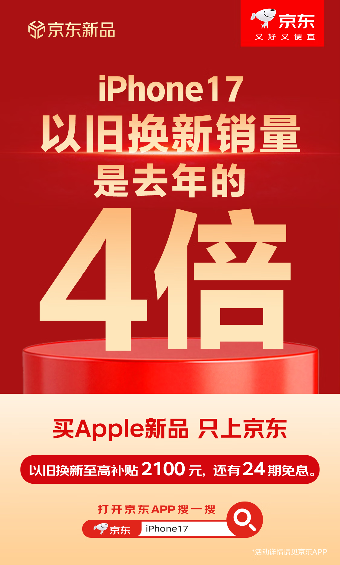 京东：开卖 4 小时，全国已有超 3 万人签收苹果 iPhone 17