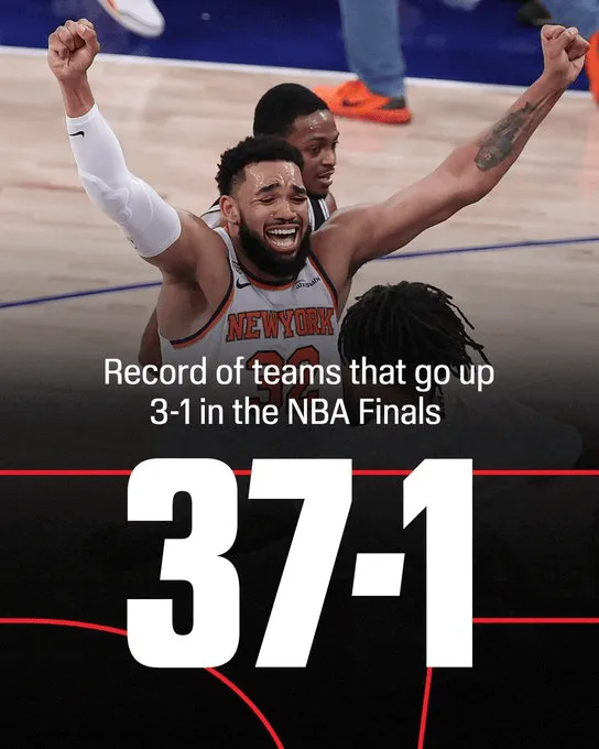 [篮球]ESPN晒海报：总决赛大比分3-1领先时历史战绩为37胜1负